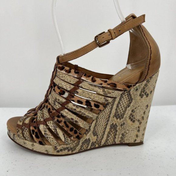 Cole Haan Women's Wedge High Heels Size 6.5B Leopard Snake Print 4" Heels - Picture 8 of 14